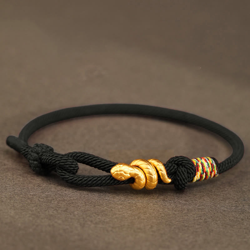 Gold Schlange Rote Schnur Glück Schutz Armband