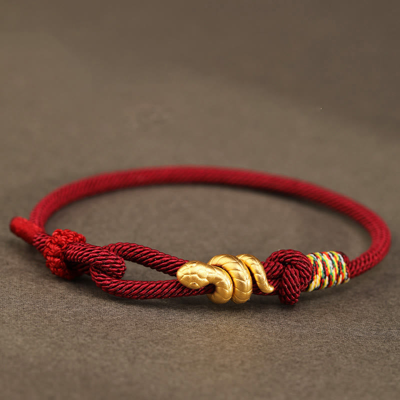 Gold Schlange Rote Schnur Glück Schutz Armband