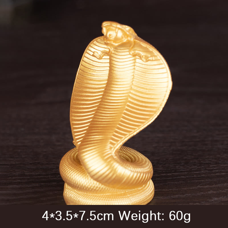 Goldene Bronze-Kobra-Statue aus Kunstharz | Dekor „Jahr der Schlange“
