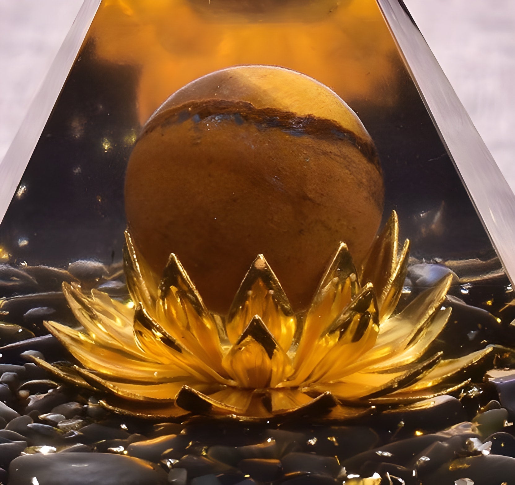Goldene Lotus-Schutzpyramide