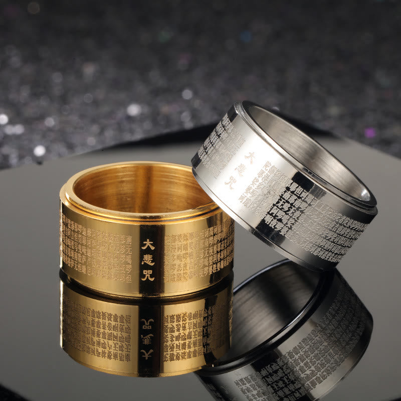 Drehbarer Titanstahlring mit Mantra des großen Mitgefühls, US8