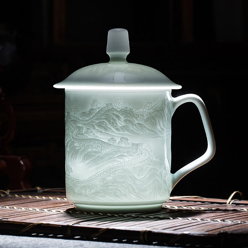 Große Mauer Jingdezhen Porzellan Teetasse 400ml Bürobecher