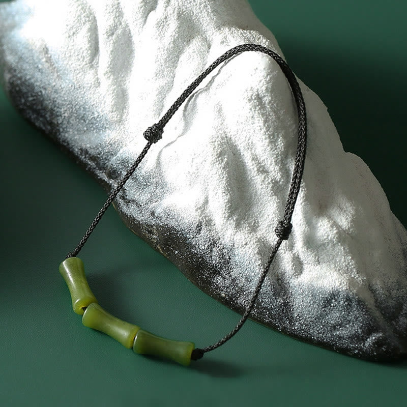 Grünes Bambus-Jade-Glücksarmband für Fülle und Wachstum