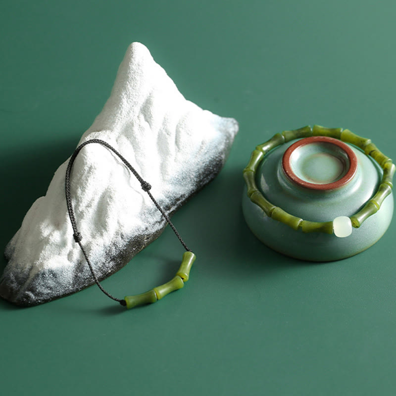 Grünes Bambus-Jade-Glücksarmband für Fülle und Wachstum