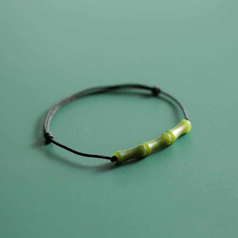 Grünes Bambus-Jade-Glücksarmband für Fülle und Wachstum