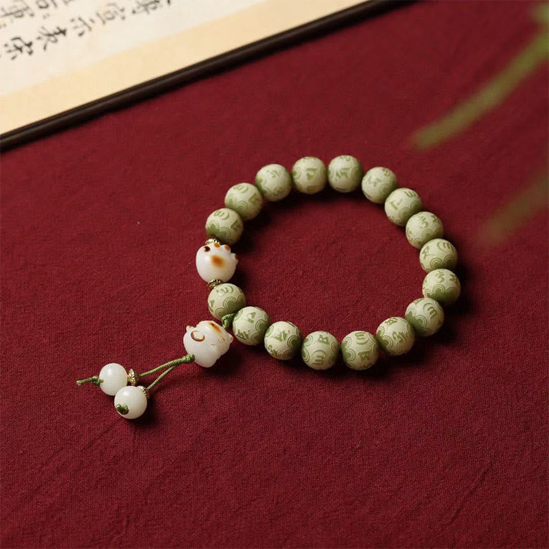 Grünes Bodhi Seed Om Mani Padme Hum Weisheitsarmband