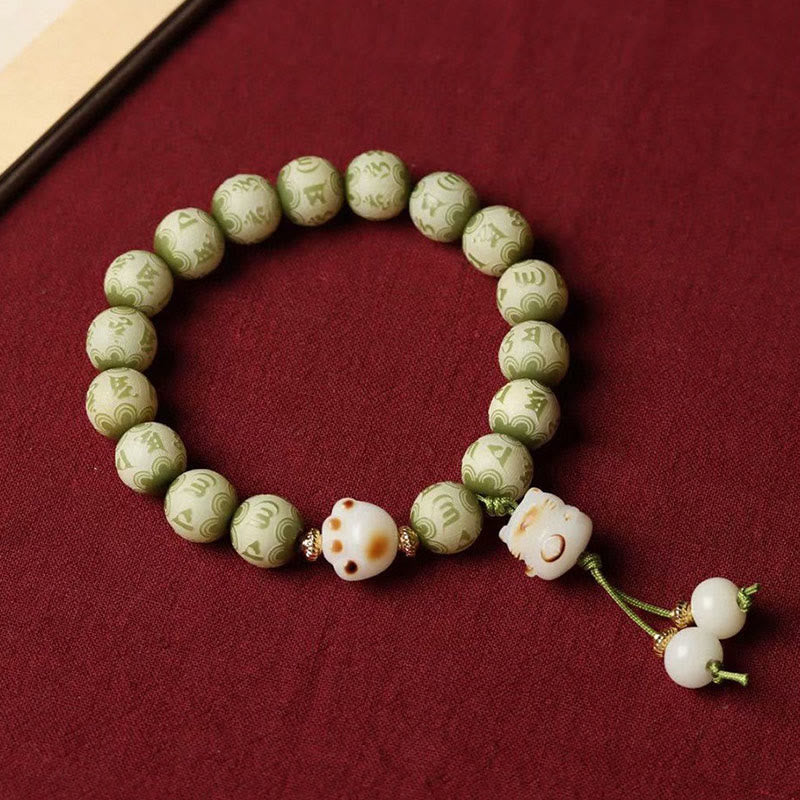 Grünes Bodhi Seed Om Mani Padme Hum Weisheitsarmband