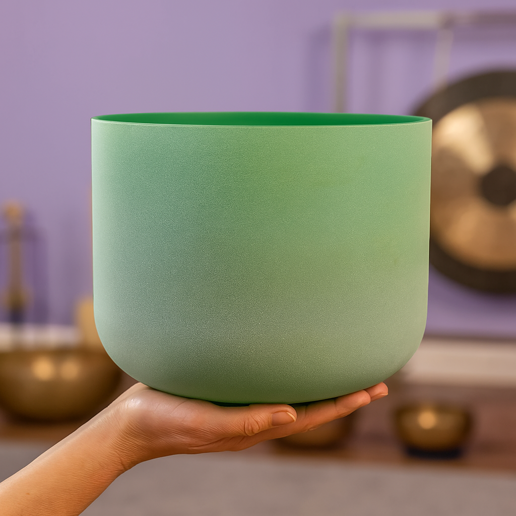 Grüne F-Note Herzchakra Kristallklangschale