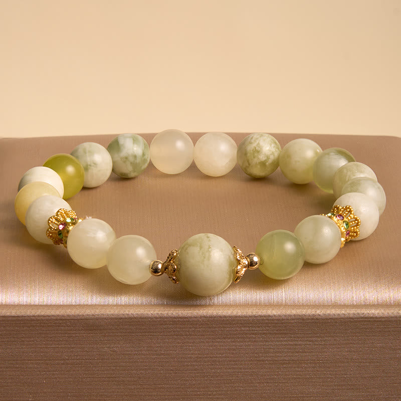 Grünes Jade-Armband für Damen, Fülle, 14–16 cm