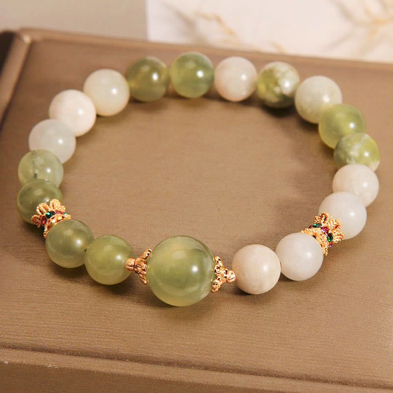 Grünes Jade-Armband für Damen, Fülle, 14–16 cm
