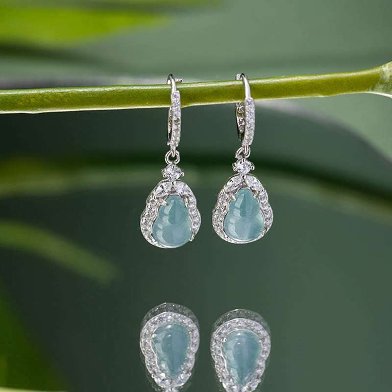 Grüne Jade-Kürbis-Tropfenohrringe für Fülle und Wohlstand