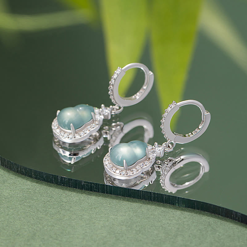 Grüne Jade-Kürbis-Tropfenohrringe für Fülle und Wohlstand