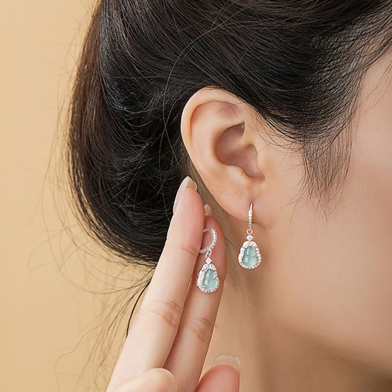 Grüne Jade-Kürbis-Tropfenohrringe für Fülle und Wohlstand