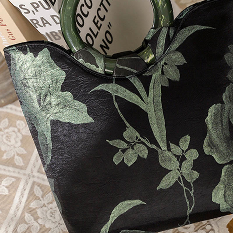 Grüne Orchideen Vintage Handtasche | Spirituelle Accessoires