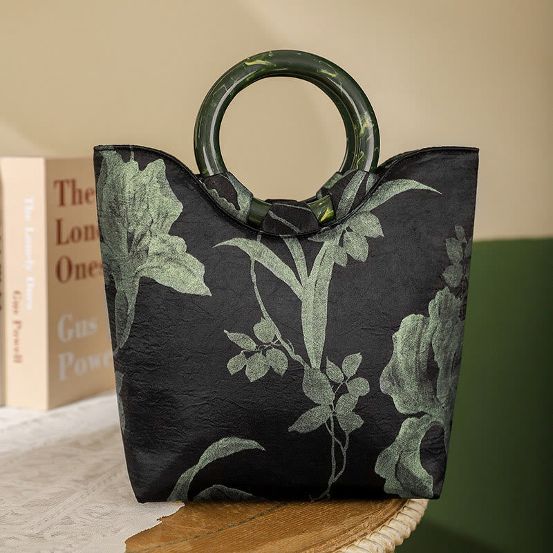 Grüne Orchideen Vintage Handtasche | Spirituelle Accessoires