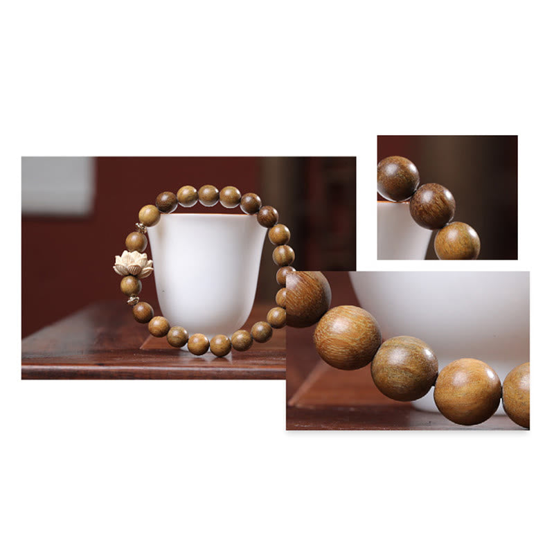 Beruhigendes Armband aus grünem Sandelholz-Lotus für Ruhe und Frieden