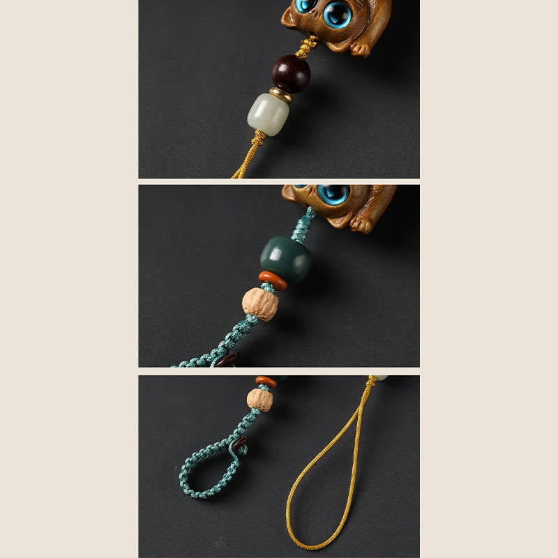 Schlüsselanhänger aus grünem Sandelholz und Thuja | Charm mit positiver Energie