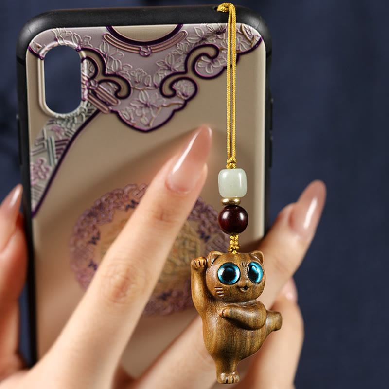 Schlüsselanhänger aus grünem Sandelholz und Thuja | Charm mit positiver Energie