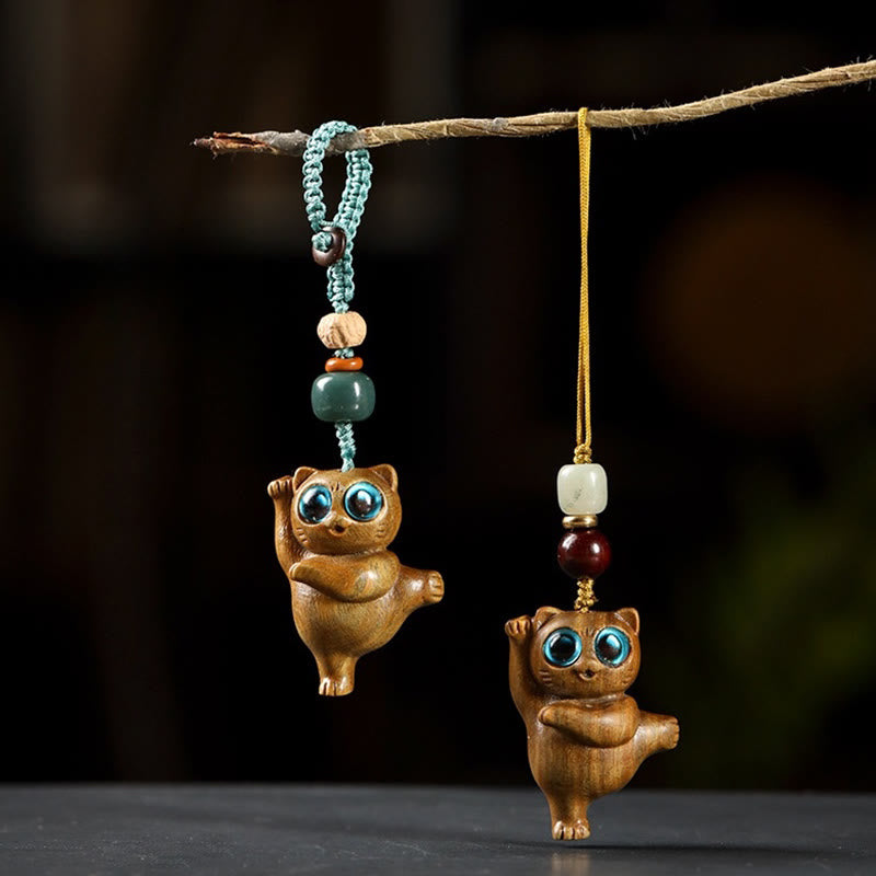 Schlüsselanhänger aus grünem Sandelholz und Thuja | Charm mit positiver Energie