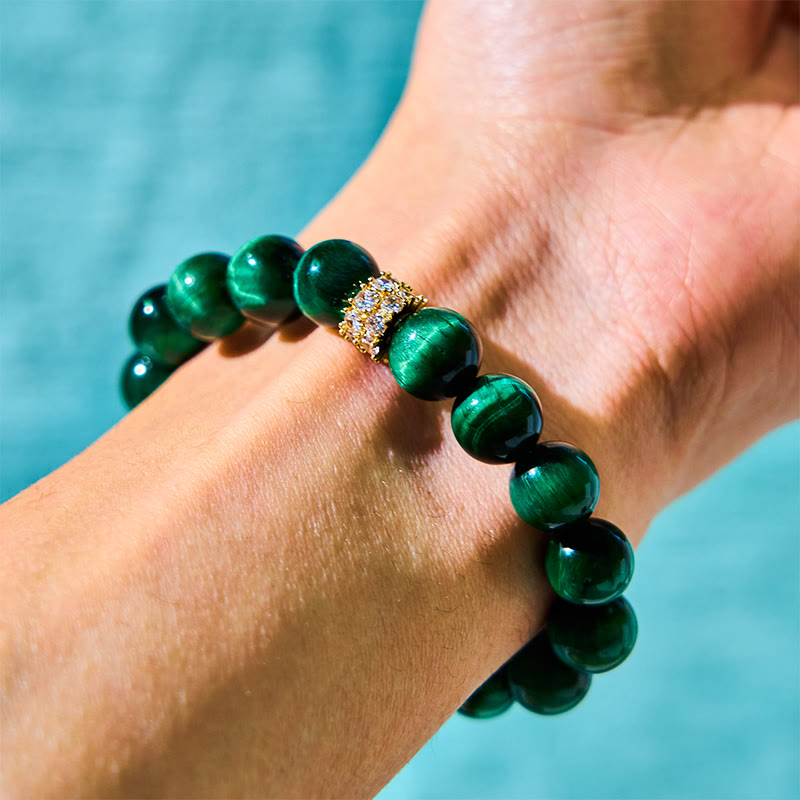 Grünes Tigerauge-Armband für positive Energie | 14-16 cm