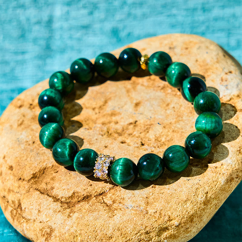 Grünes Tigerauge-Armband für positive Energie | 14-16 cm