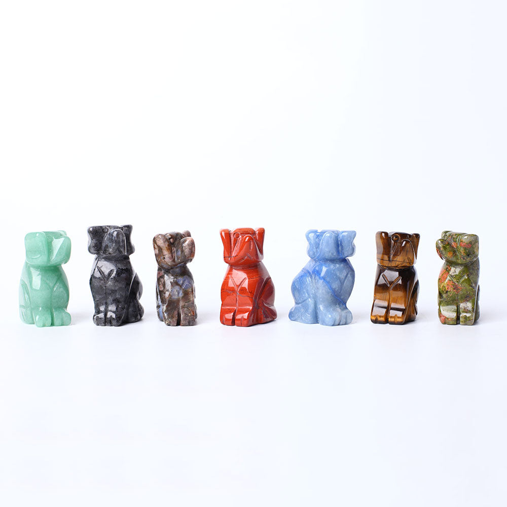 Handgeschnitzte Hundefigur aus poliertem Kristall, 3,8 cm