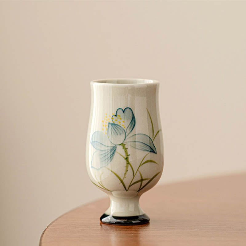 Handbemalte Lotus-Teetasse aus Keramik, 70 ml | Kung-Fu-Tee
