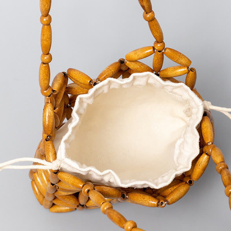 Handgewebte Mini-Holzperlen spirituelle Schmucktasche