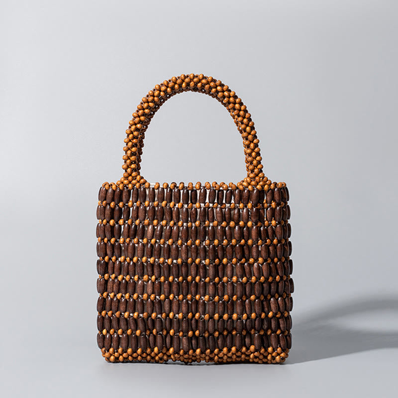 Handgewebte Handtasche aus Holzperlen - Boho Spirituelle Tasche