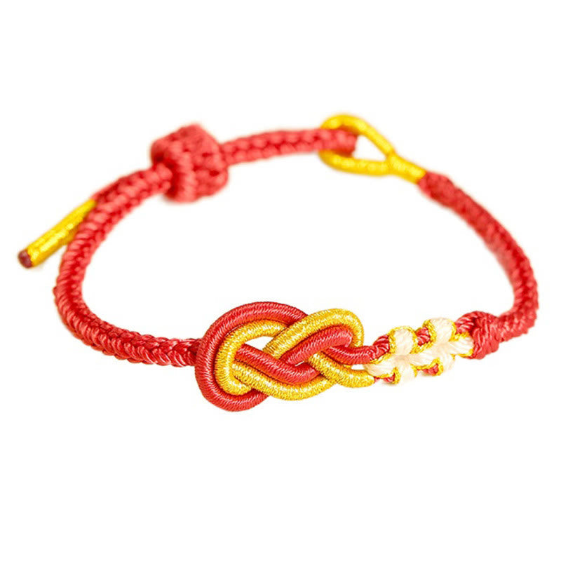 Handgefertigtes Peace-Knoten-Armband mit acht Fäden und roter Schnur