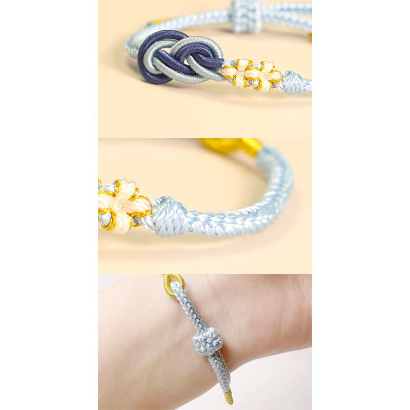 Handgefertigtes Peace-Knoten-Armband mit acht Fäden und roter Schnur