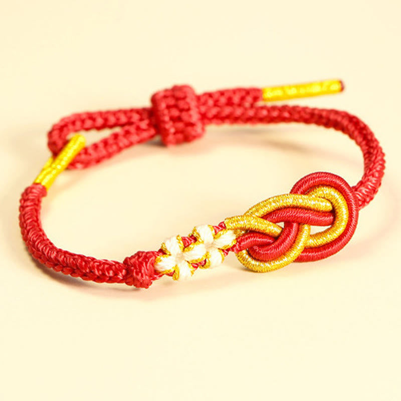 Handgefertigtes Peace-Knoten-Armband mit acht Fäden und roter Schnur