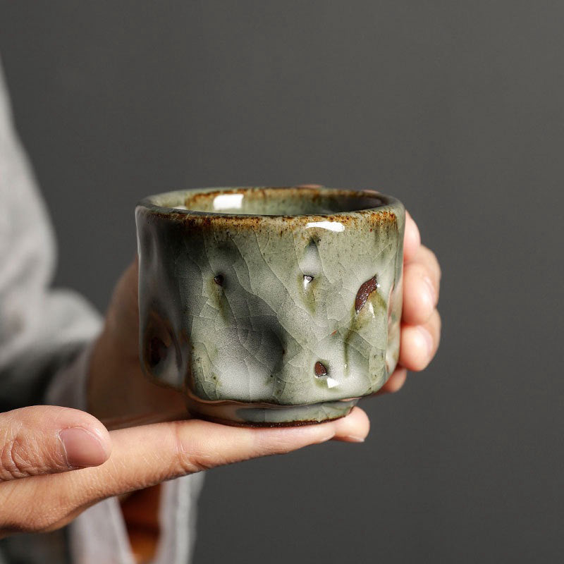 Handgefertigte Jianzhan-Keramik-Teetasse, 110 ml, mit Cracked-Ice-Textur