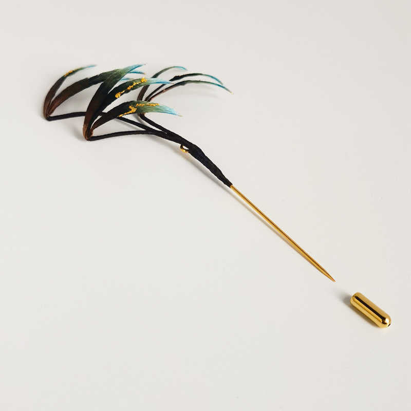 Handgemachte Bambusblätter Samtblumenbrosche