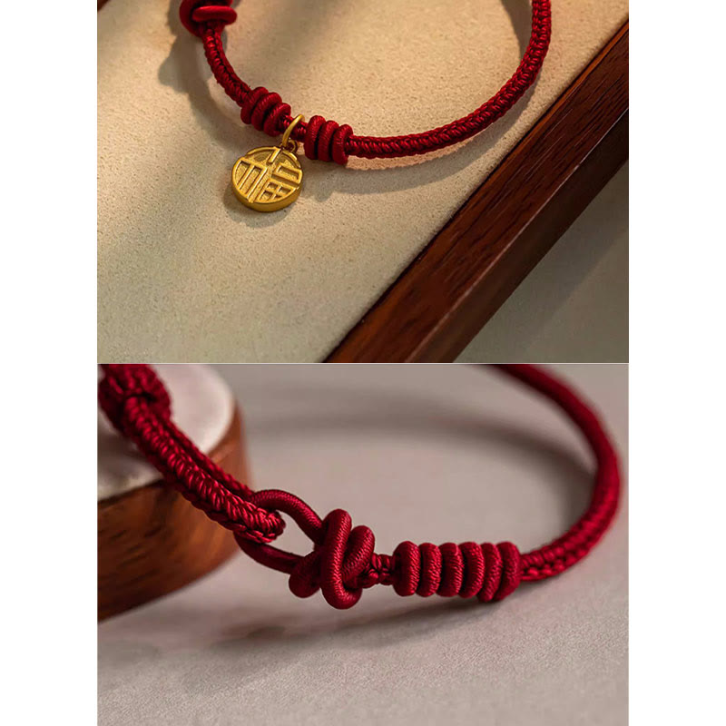 Handgefertigtes rotes Armband mit acht Fäden für Glück und Schutz