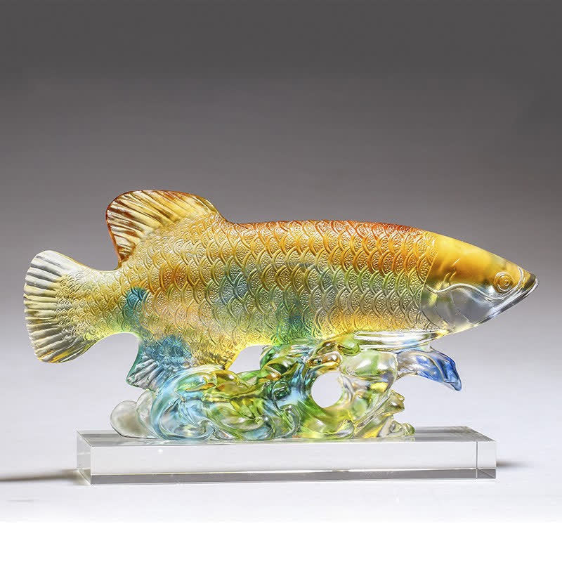 Handgefertigtes Liuli-Kristall-Koi-Fisch-Feng-Shui-Dekor