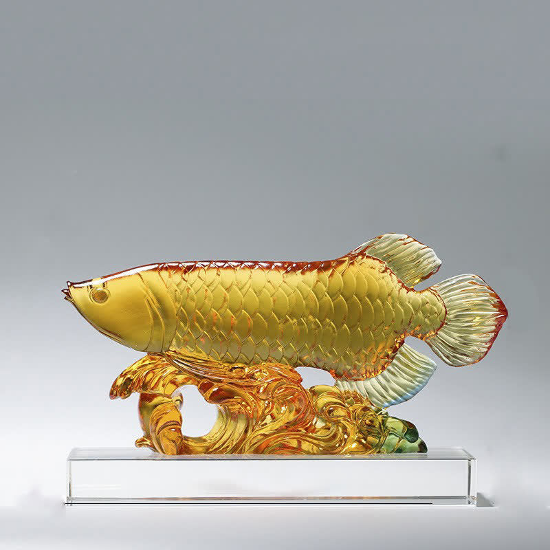 Handgefertigtes Liuli-Kristall-Koi-Fisch-Feng-Shui-Dekor