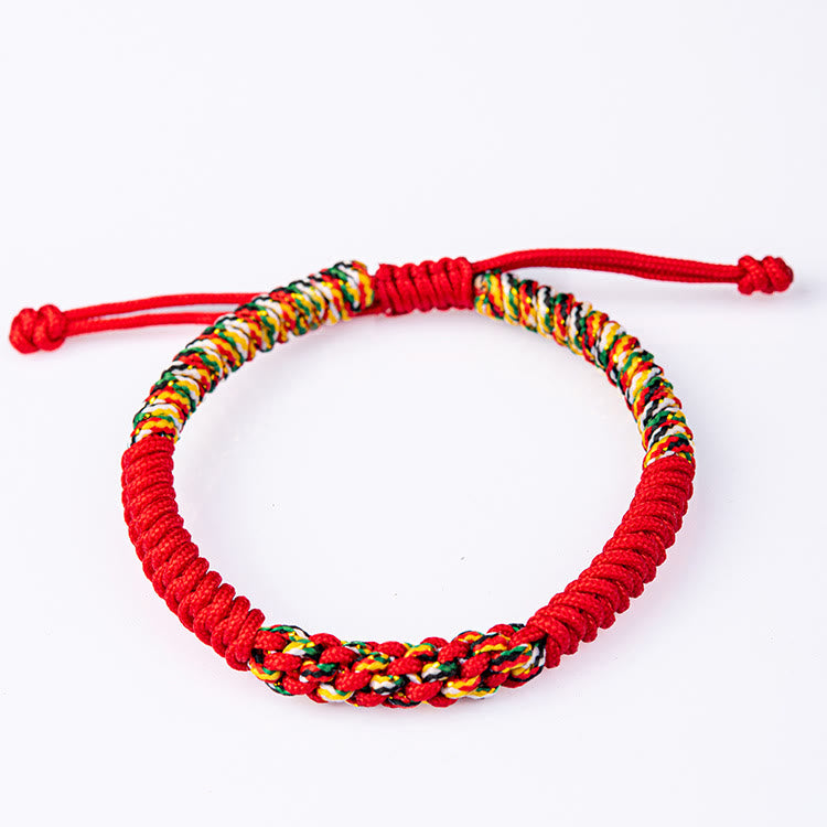 Handgefertigtes rotes Schnurarmband für Schutz und Glück, tibetischer Stil