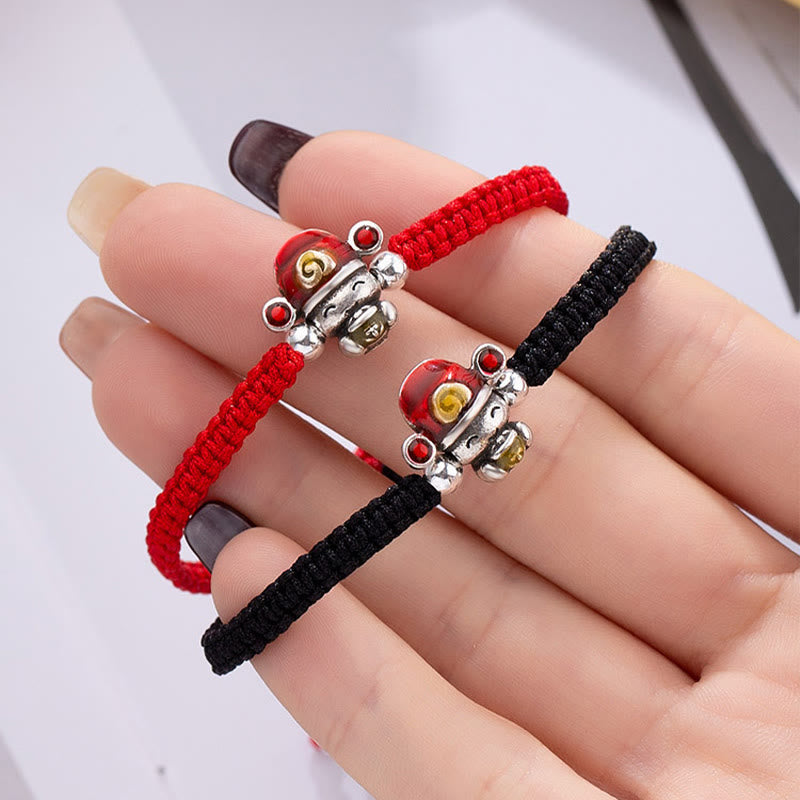 Handgefertigtes Glücks- und Kraftarmband aus roter Schnur, 14 mm