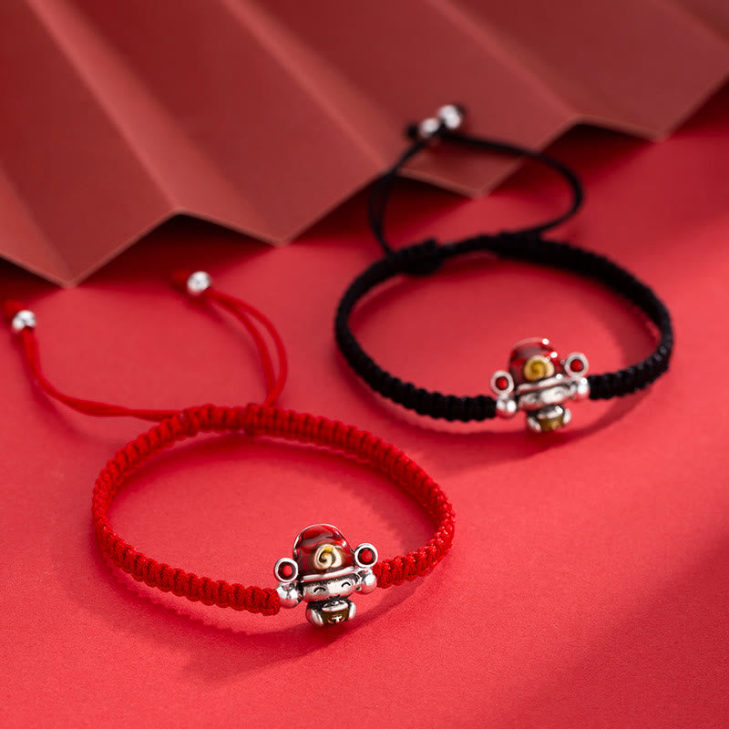 Handgefertigtes Glücks- und Kraftarmband aus roter Schnur, 14 mm
