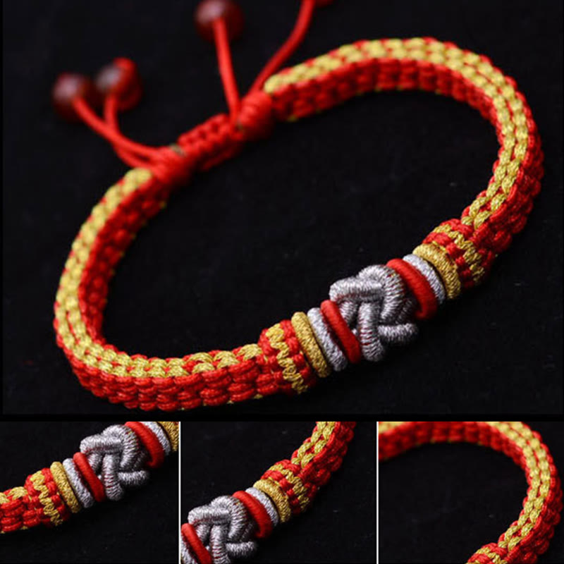 Handgemachtes rotes Armband mit Wahrer Liebe und Knoten für Glück