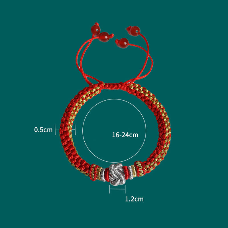 Handgemachtes rotes Armband mit Wahrer Liebe und Knoten für Glück
