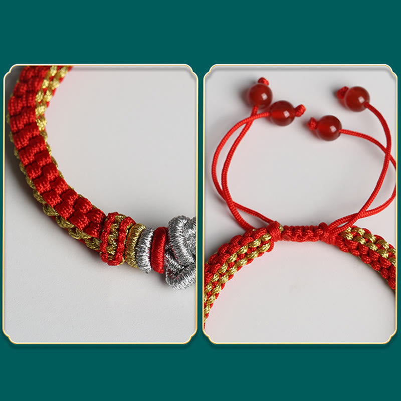 Handgemachtes rotes Armband mit Wahrer Liebe und Knoten für Glück