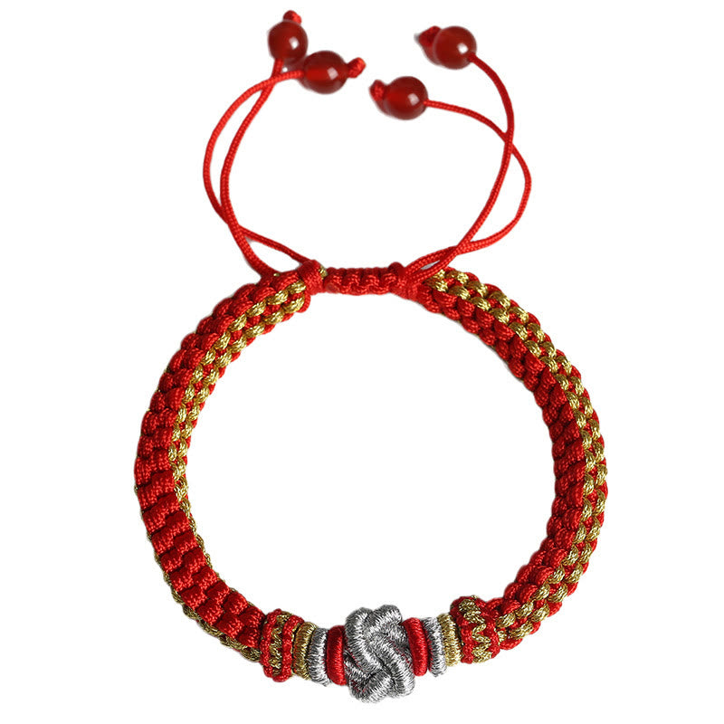 Handgemachtes rotes Armband mit Wahrer Liebe und Knoten für Glück