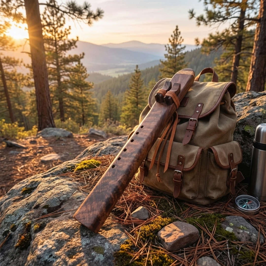 Bordunflöte G, F#, F, E, tiefes D, Walnuss, auf Bestellung anfertigen – handgefertigt