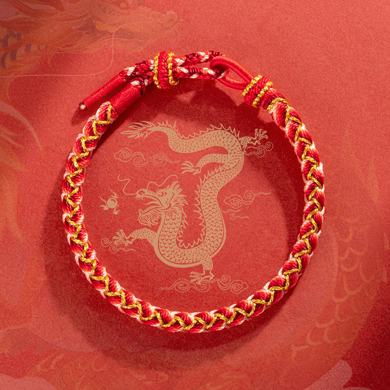 Handgemachtes Jahr des Drachen Rotes Schnur-Schutzarmband