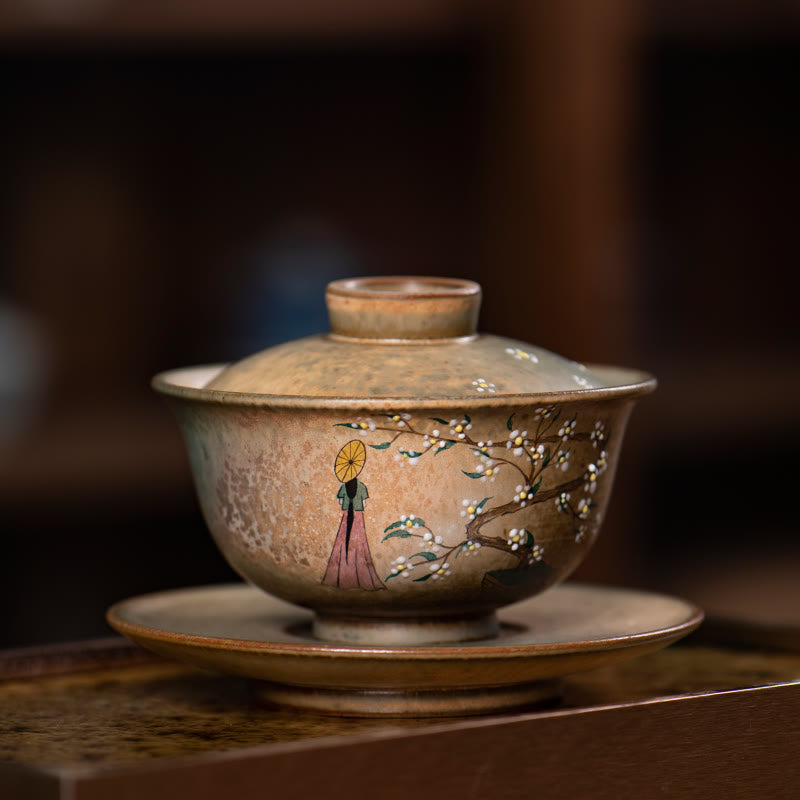 Hanfu Girl Porzellan Gaiwan Teetasse 150ml handbemalt
