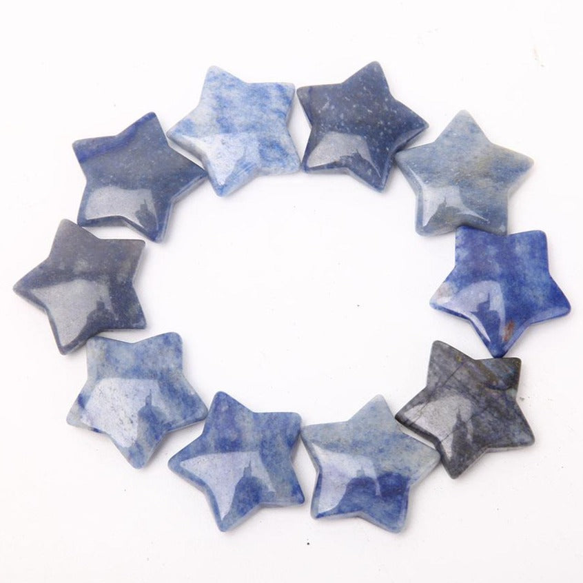 Heilende blaue Aventurin-Kristallstern-Schnitzereien, 3,0 cm