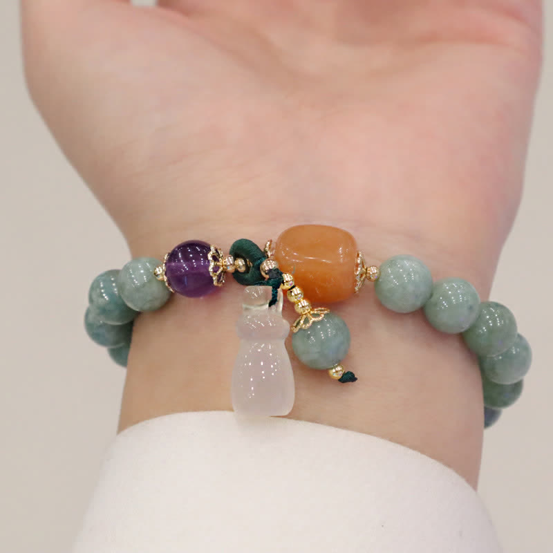 Heilendes Jadearmband mit Cyan-Jade und Amethyst für Harmonie