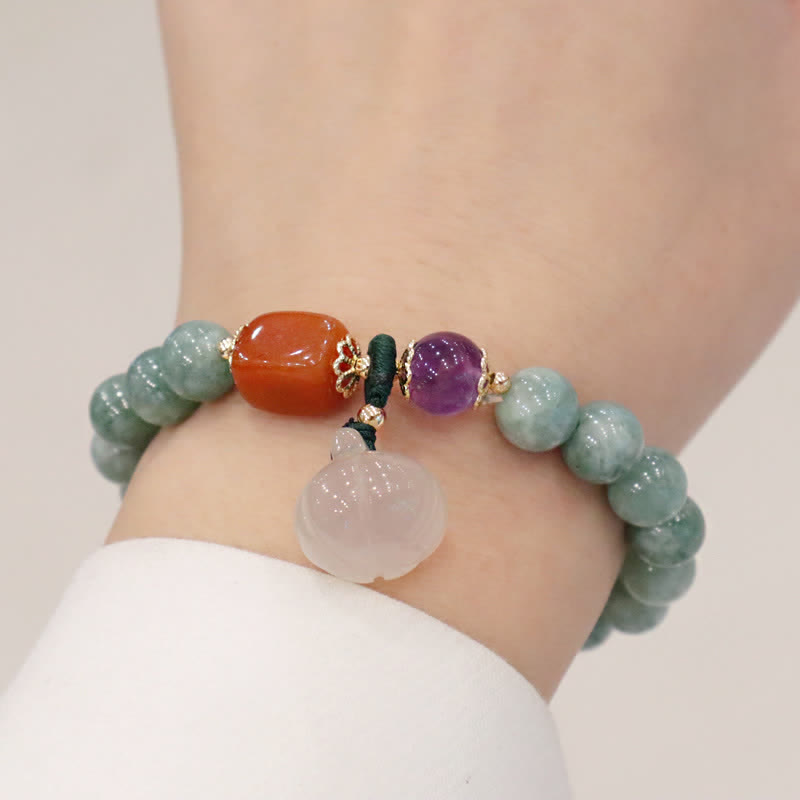 Heilendes Jadearmband mit Cyan-Jade und Amethyst für Harmonie